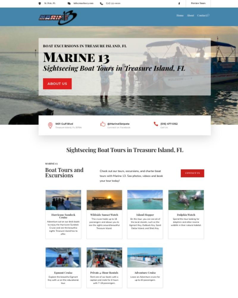 marine 13 boat tours website