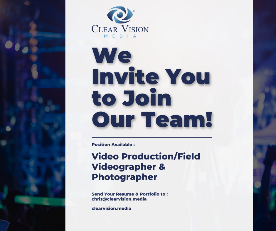 clearvision.media Video Production Specialist Clear Vision Media is hiring a Video Production Speciaist to join our team!